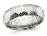 Damascus Steel 7mm Faceted Polished Band Ring